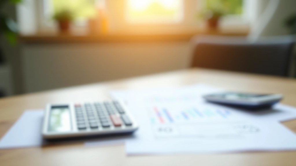 Calculatrice et documents financiers montrant le calcul des revenus familiaux