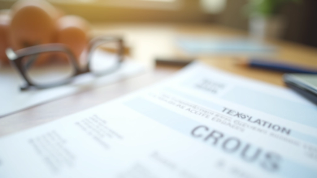 Formulaire de demande de bourse CROUS avec documents administratifs et stylo sur un bureau